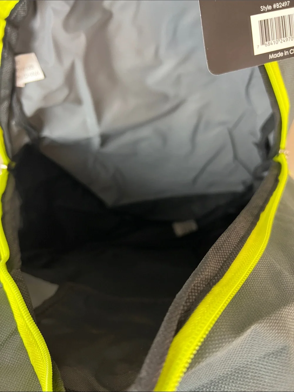 ProSport B2497 Gray & Neon Yellow Backpack School Travel Daypack NWT